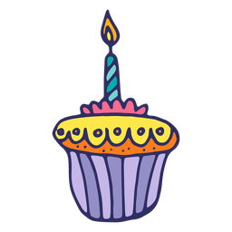 Vela de muffin de aniversário Desenho PNG