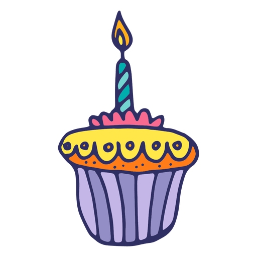 Birthday muffin candle PNG Design