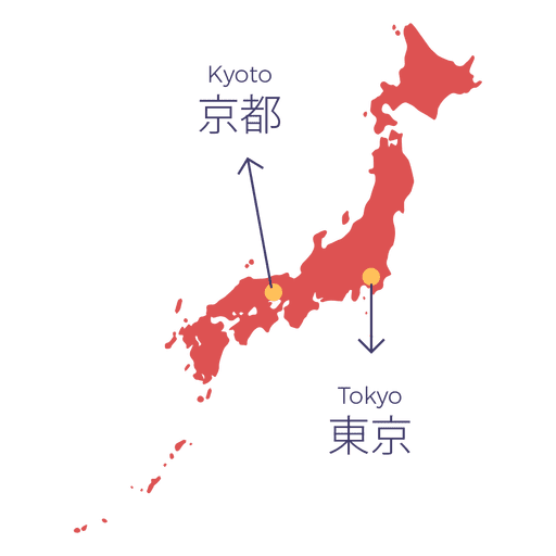 Japan map capital PNG Design