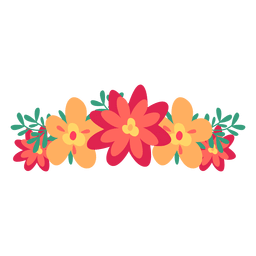 Corona de flor roja naranja Diseño PNG