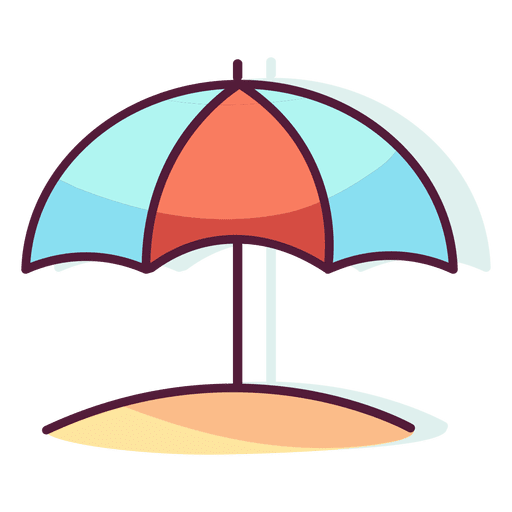 Sun umbrella beach sand PNG Design