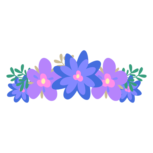 Corona de flor azul violeta Diseño PNG