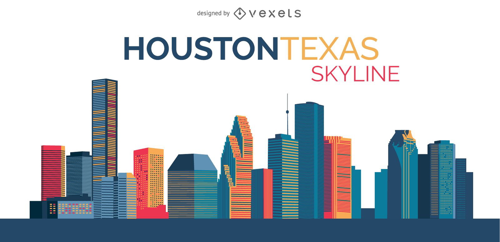 Skyline Houston Illustration Vector Download