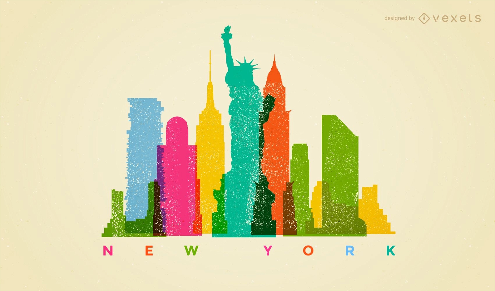 Paisaje colorido de nueva york