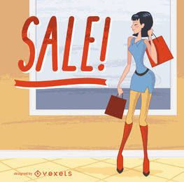 Dama de moda con bolsas de compras