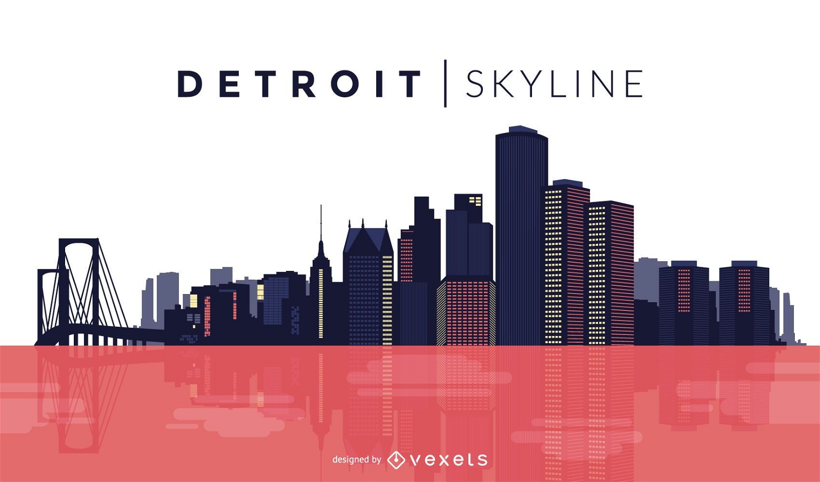 Detroit Farbe Skyline