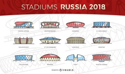 Russia 2018 Stadiums icons 