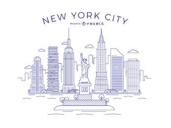Skyline de delgada línea de la ciudad de Nueva York
