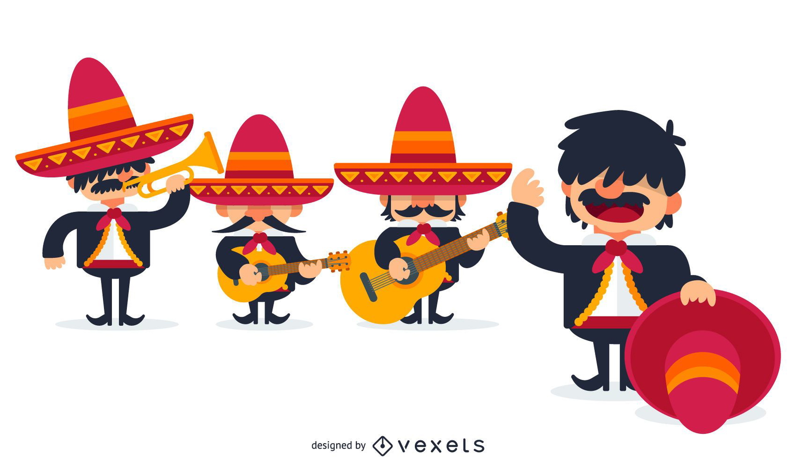 Mexican mariachis illustration.