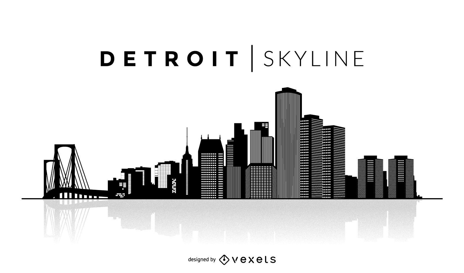 Simple Detroit skyline