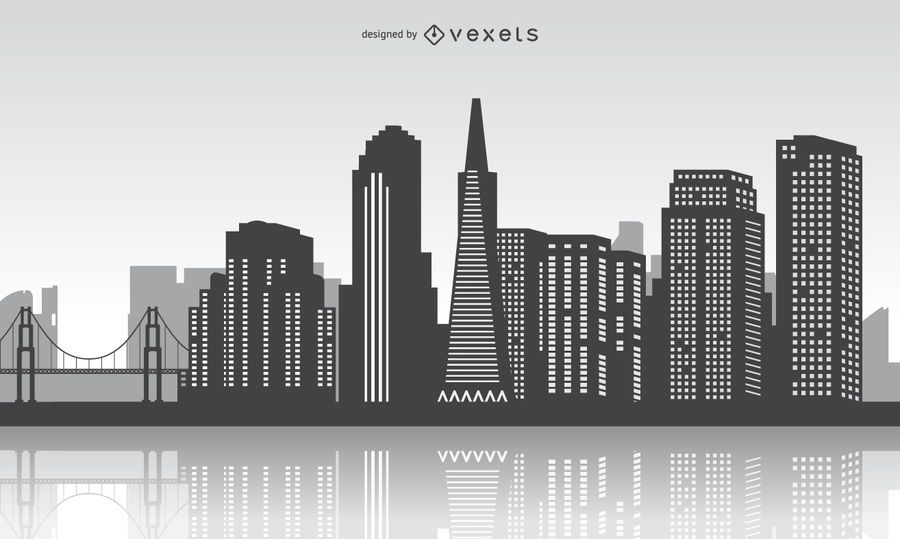 Skyline de San Francisco com reflexão Skyline de San Francisco com reflexão