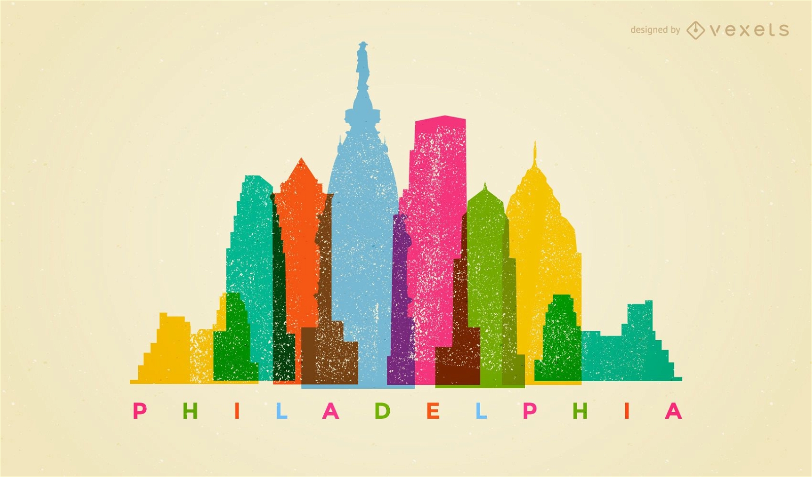 Bunte Skyline von Philadelphia