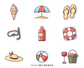 Iconos de verano de movimiento plano Iconos de verano de movimiento plano