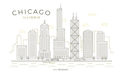 Chicago stroke thin line skyline Chicago stroke thin line skyline
