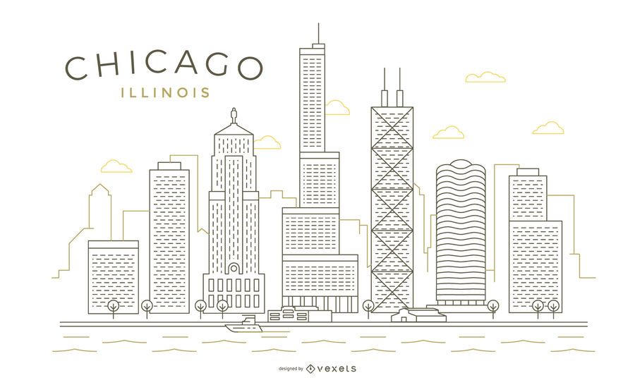 Chicago stroke thin line skyline Chicago stroke thin line skyline
