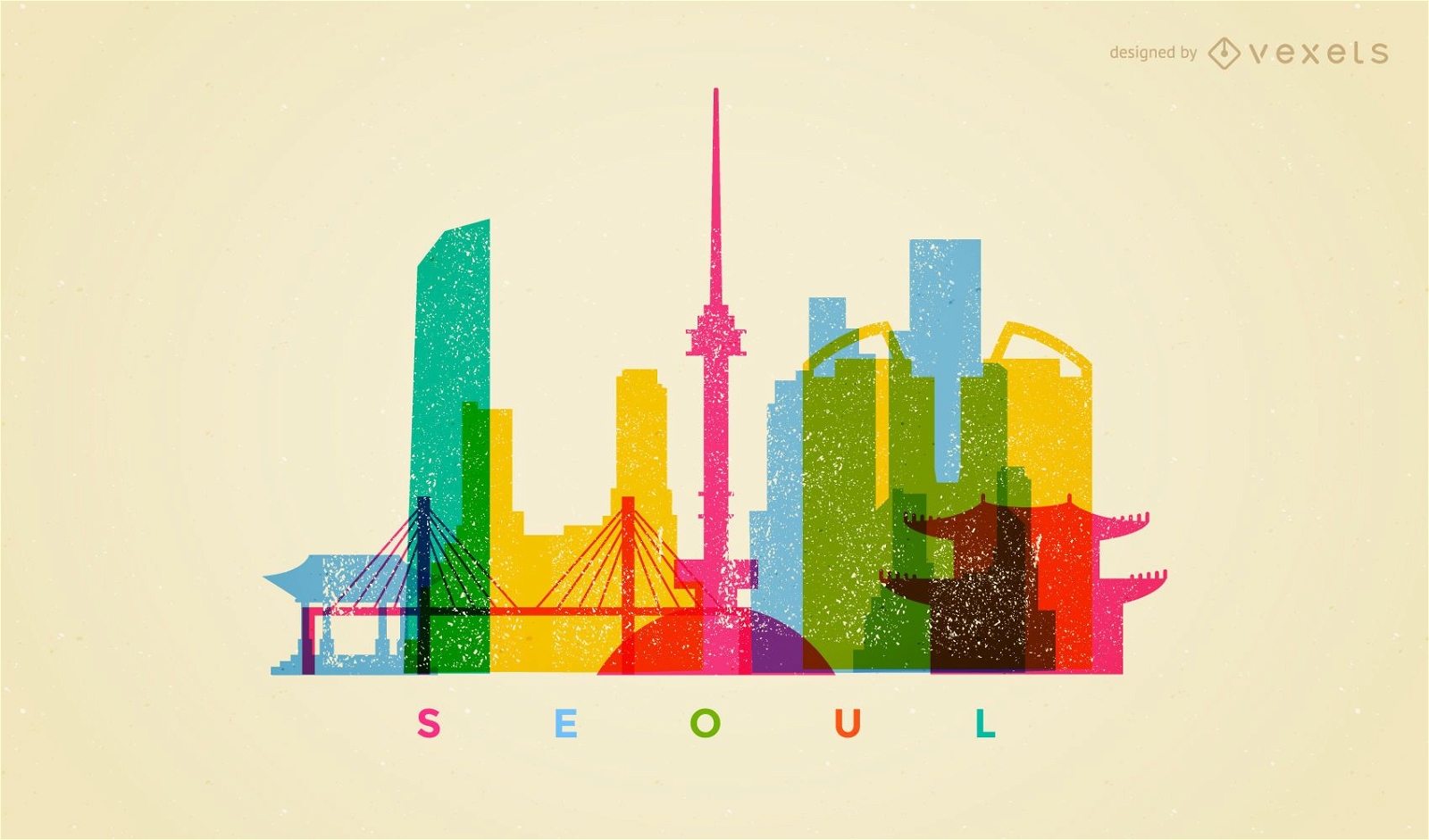 Bunte Skyline von Seoul