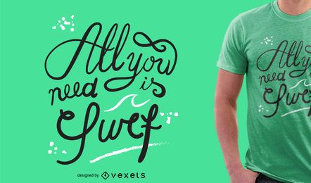 Design de camisetas de surf com letras