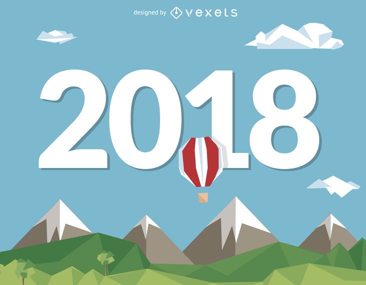Low Poly 2018 sign Low Poly 2018 sign