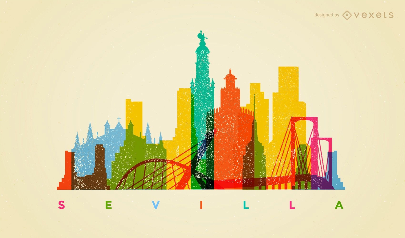 Colorful Sevilla skyline
