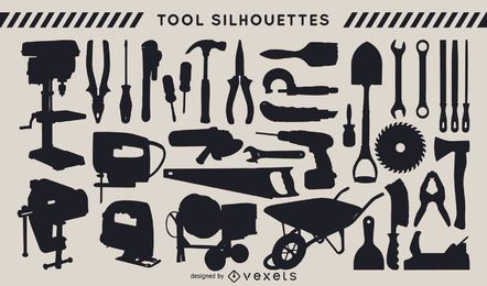 Construction tools silhouette set Construction tools silhouette set