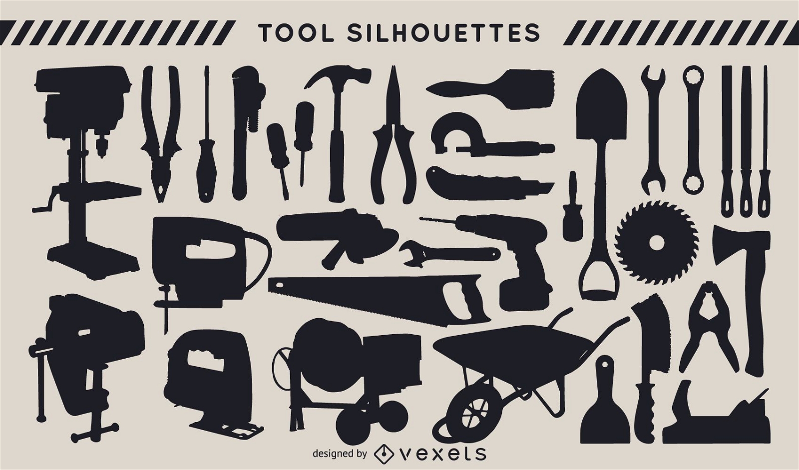 Construction tools silhouette set