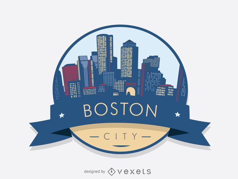 Boston skyline badge Boston skyline badge