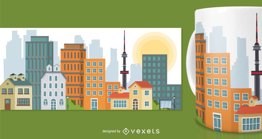 Buildings mug merchandise design Buildings mug merchandise design
