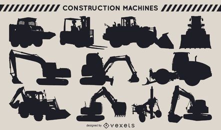 Construction machines silhouette set Construction machines silhouette set