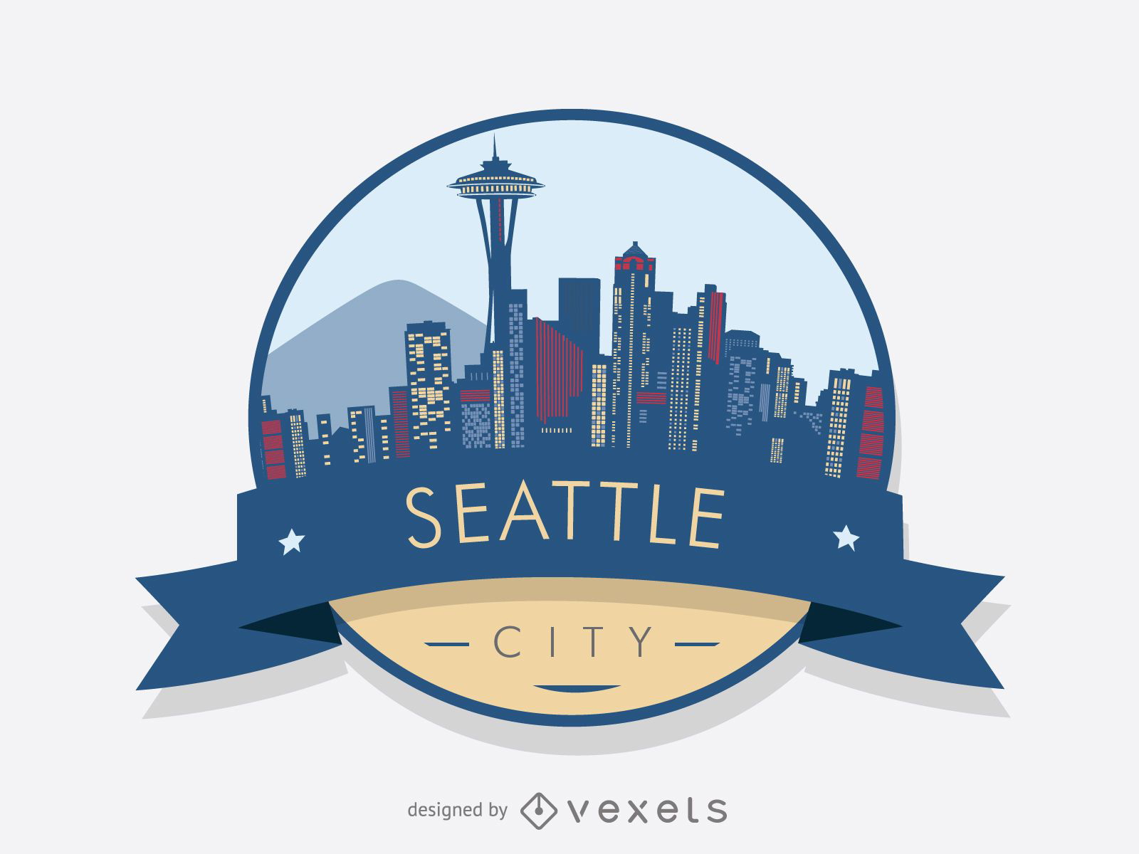 Seattle skyline badge design