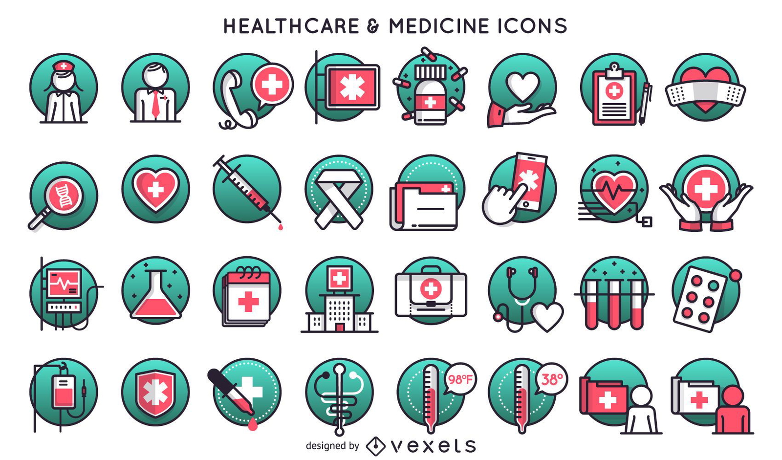 Conjunto de iconos de medicina y salud