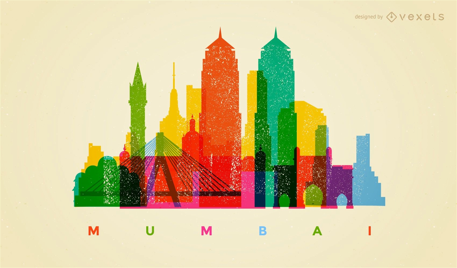 Colorful Mumbai skyline