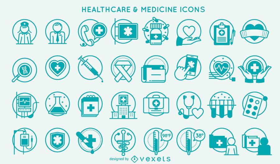 Healthcare and medicine stroke icon collection Healthcare and medicine stroke icon collection
