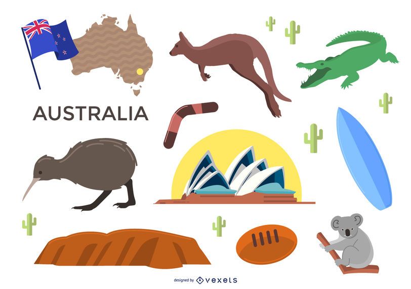 Australia elements set Australia elements set