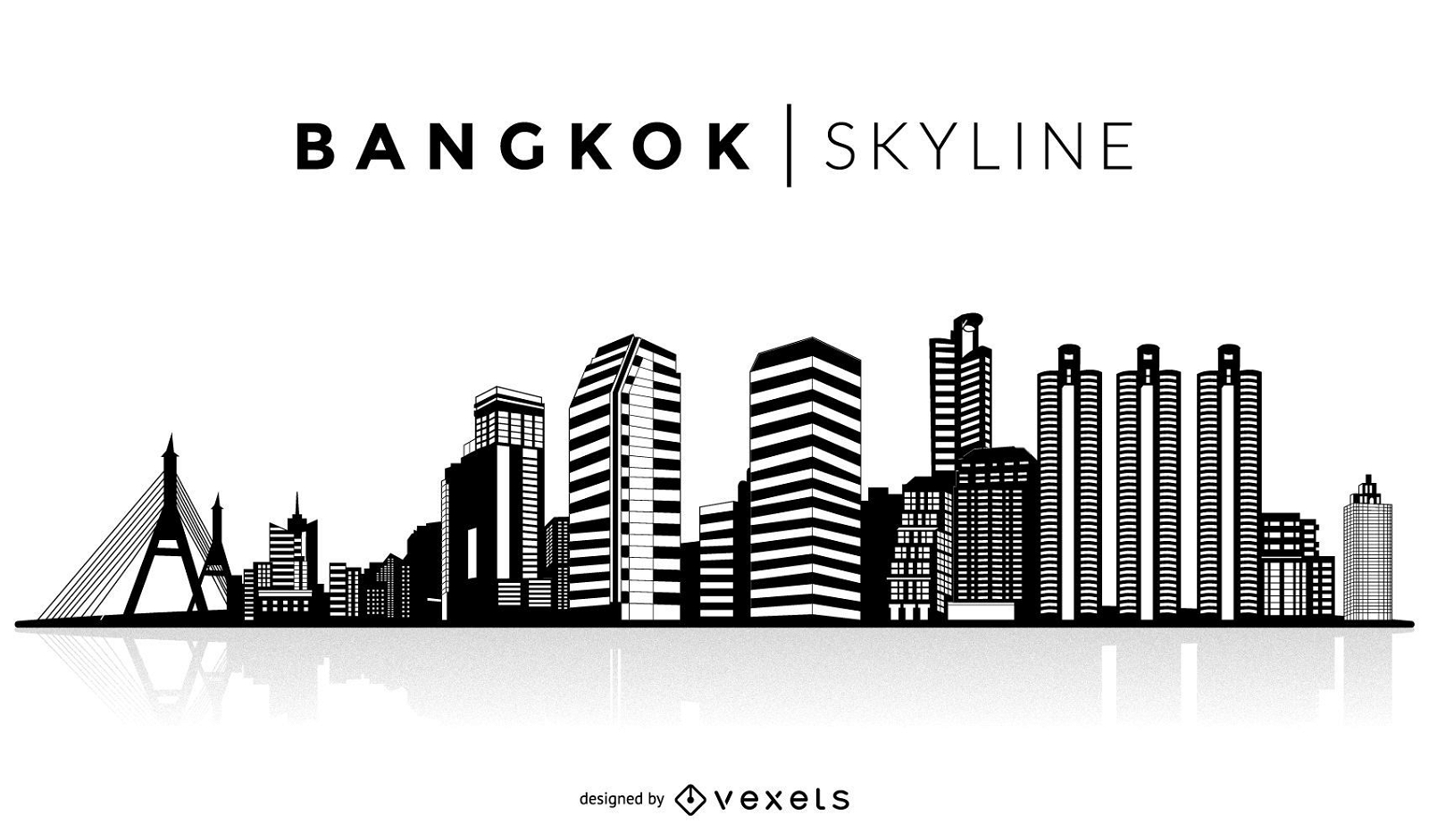 Horizonte de silueta de Bangkok