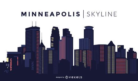 Minneapolis Skyline Design Vector Download