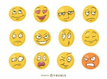 Dibujos animados divertidos caras emoji