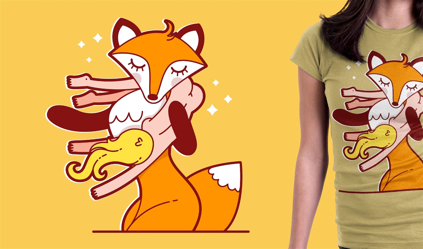Diseño de camiseta Fox para mercancía.