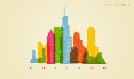 Colorful Chicago skyline