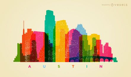Colorful Austin skyline