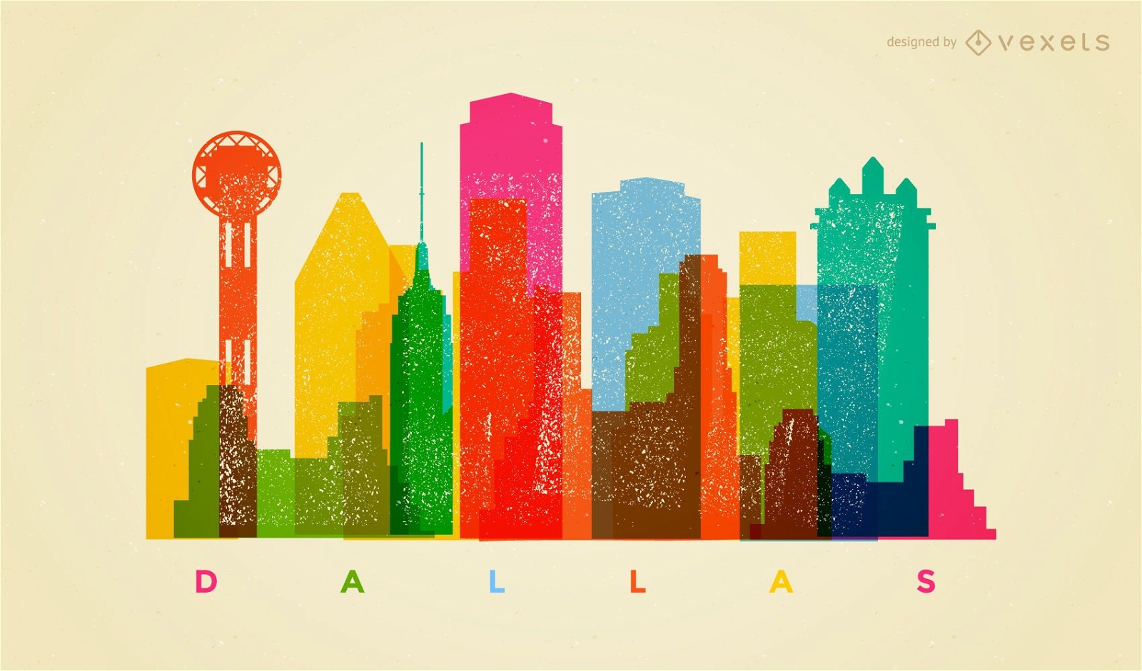Bunte Skyline von Dallas