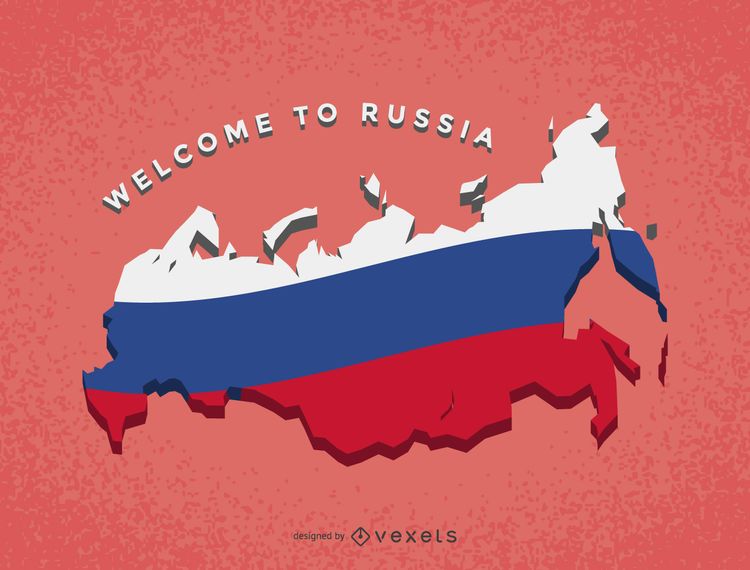 Mapa da Rússia com bandeira Mapa da Rússia com bandeira