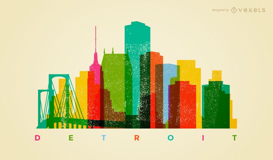 Colorful Detroit skyline Colorful Detroit skyline