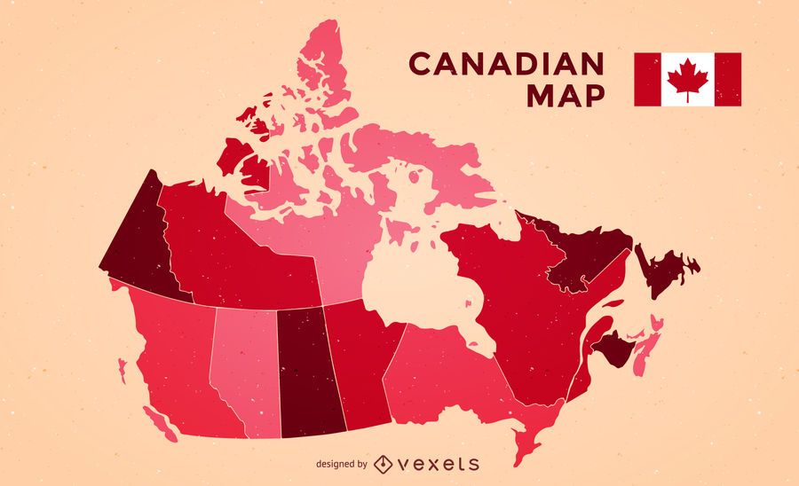 Mapa de Canadá com bandeira Mapa de Canadá com bandeira