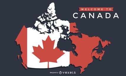 Kanada-Karte mit Flaggenentwurf