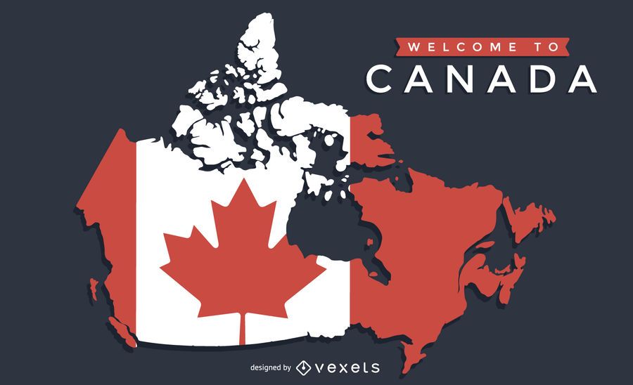 Mapa do Canadá com design de bandeira Mapa do Canadá com design de bandeira