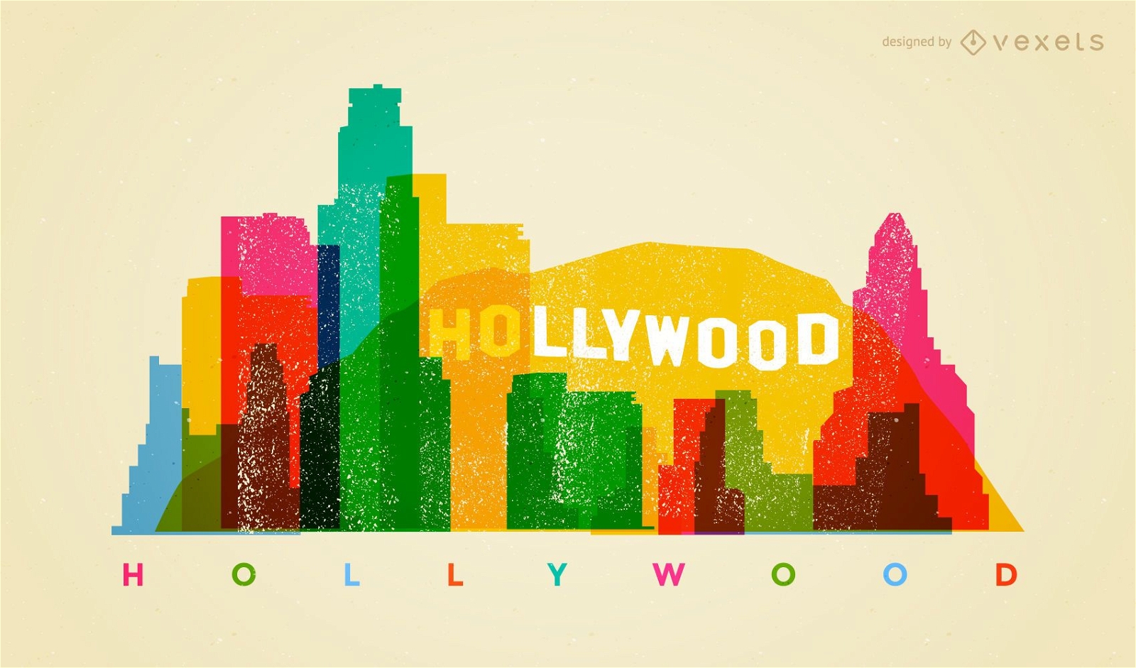 Horizonte colorido de Hollywood