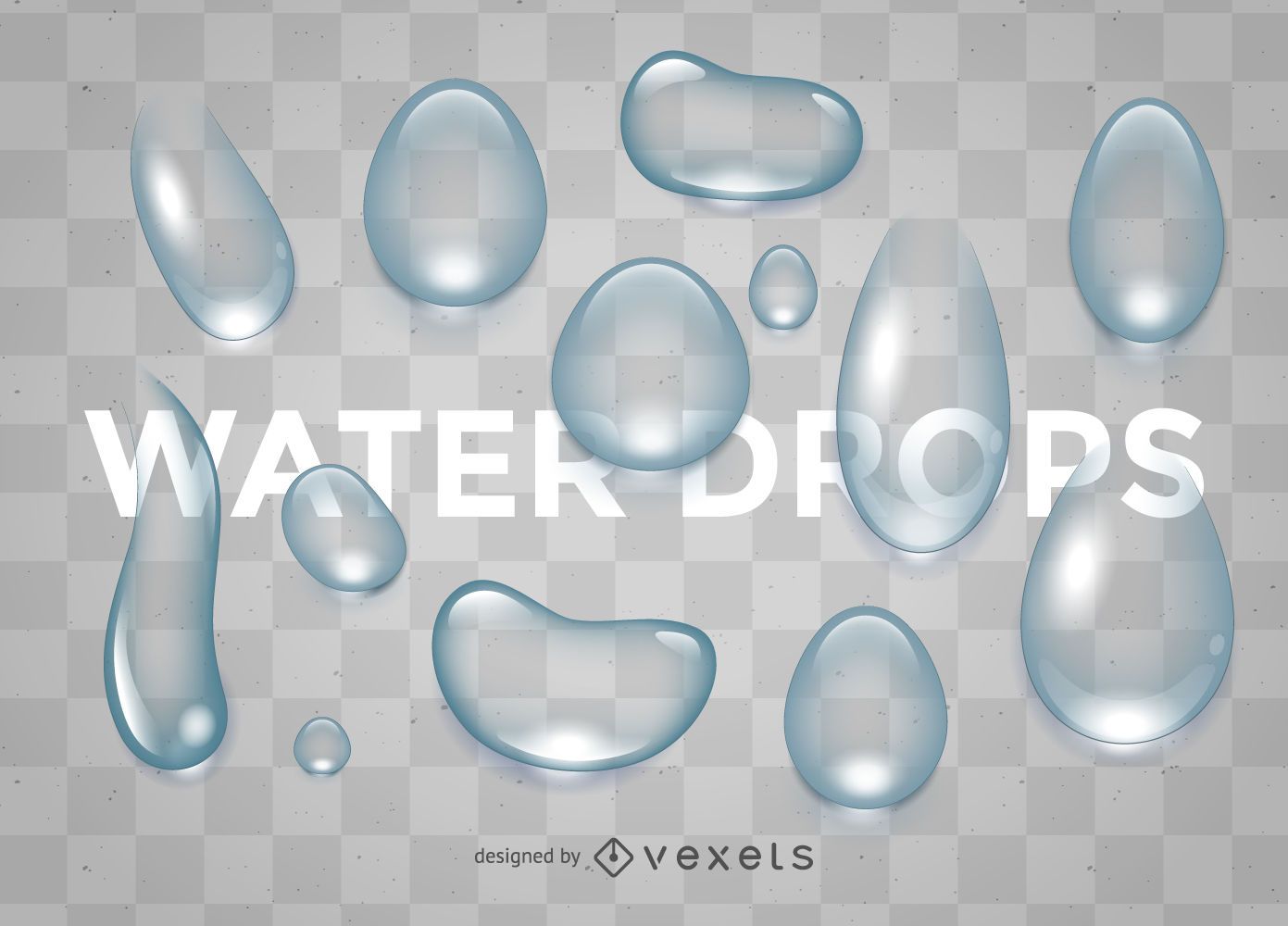 Realistic water drops set