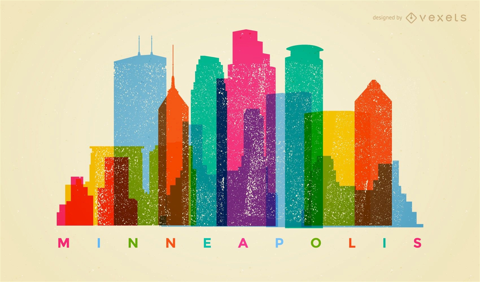 Colorful Minneapolis skyline