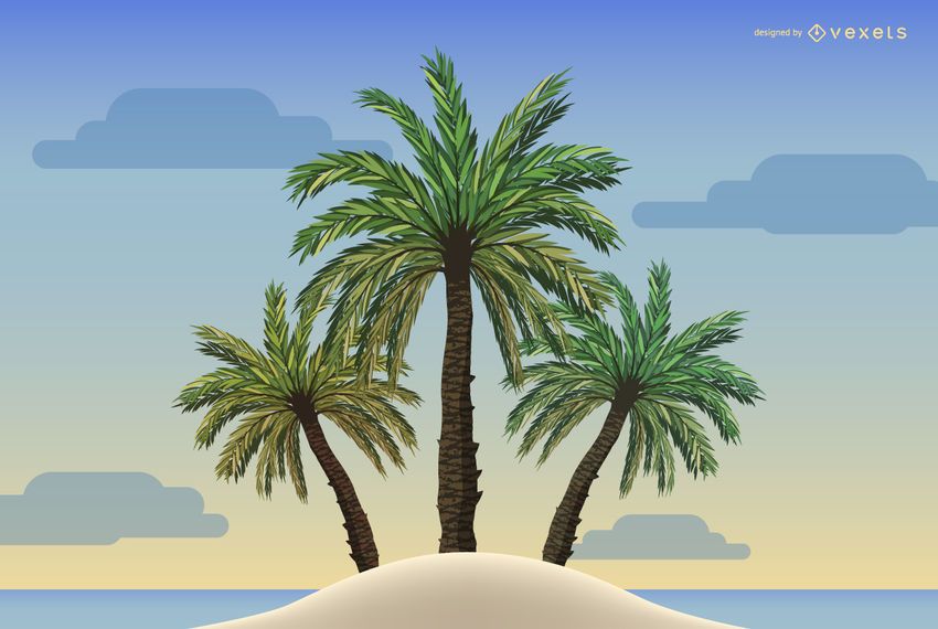 Ilustración de palmeras en una playa Ilustración de palmeras en una playa