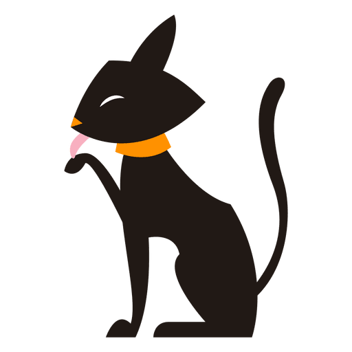 Black cat silhouette bathing PNG Design
